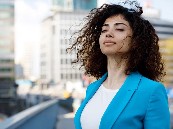 woman breathing